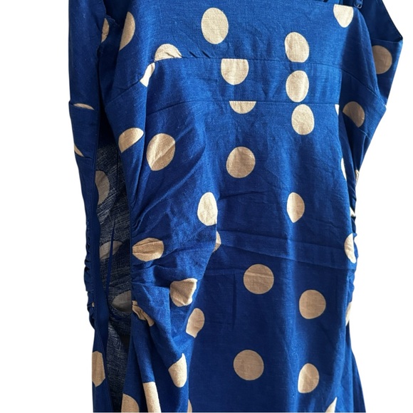 Zara Blue and Gold Polka Dot Midi Dress - Picture 7 of 11